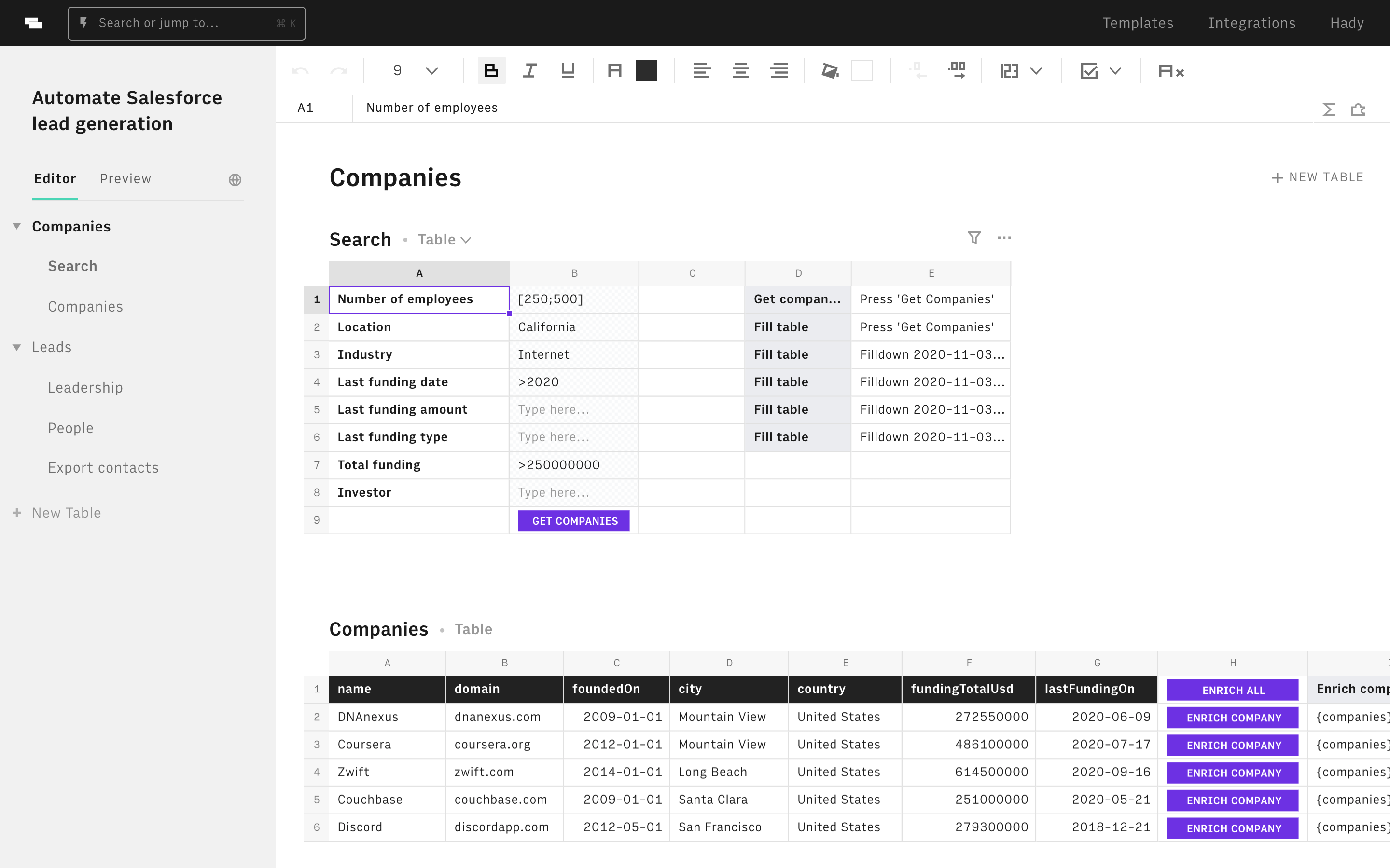 Automate Salesforce lead generation editor