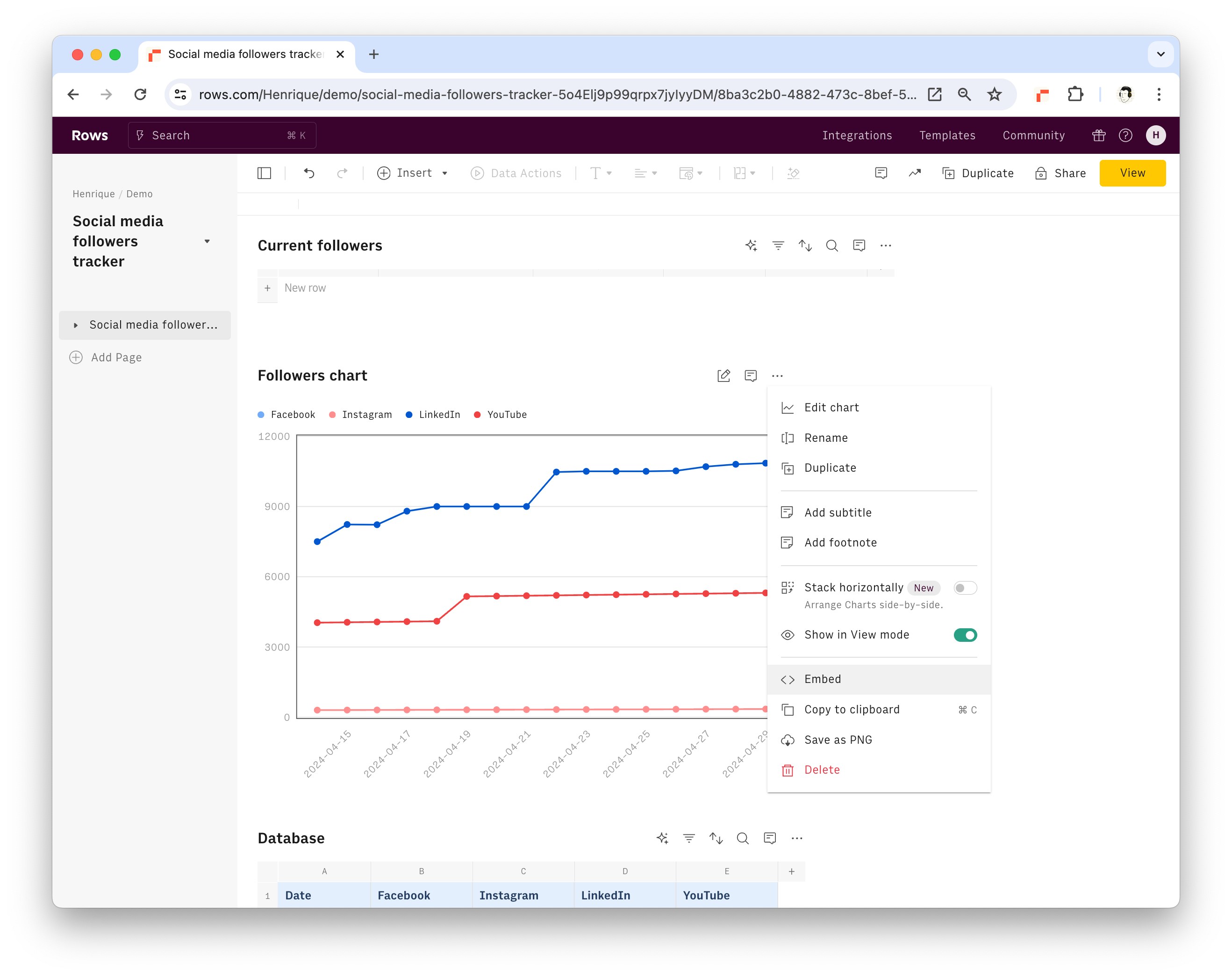 Embed the elements of the tracker in Notion