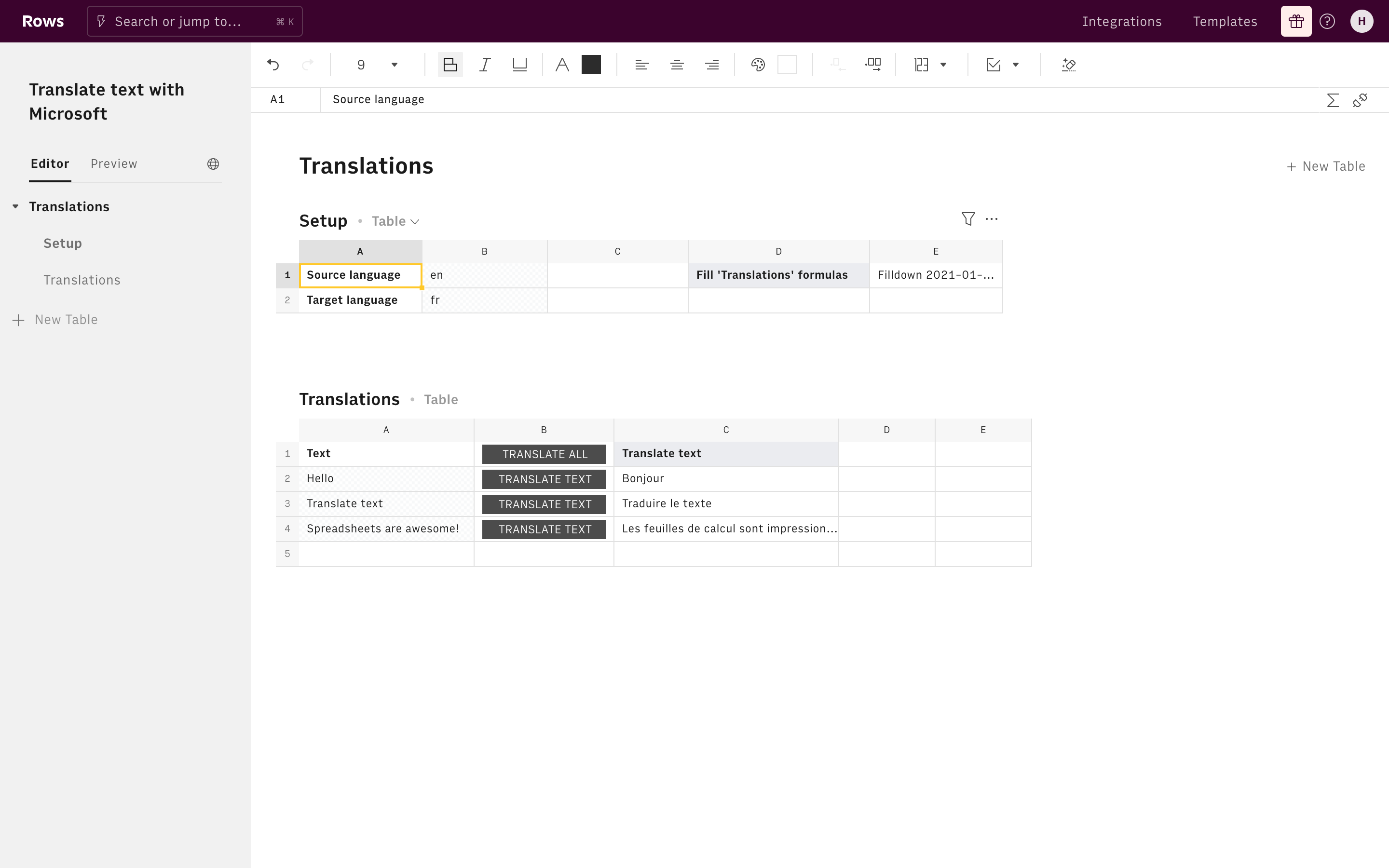 Translate text with Microsoft Editor