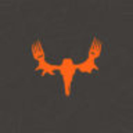 MeatEater logo: orange deer skull with fork-shaped antlers on dark gray background