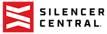 Silencer Central logo, red square with three white chevrons and text "SILENCER CENTRAL"
