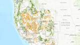 Western US map labeled UNITED STATES with green and orange land cover overlays