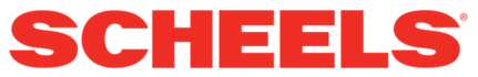 SCHEELS wordmark in red uppercase letters