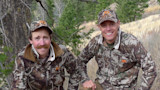 Steven Rinella (right) and Ryan Callaghan (left) in First Lite camo jackets and caps, smiling
