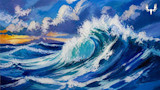 Large blue ocean wave curling and breaking under a cloudy sunset sky; MeatEater logo top-right
