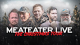 MEATEATER LIVE THE CHRISTMAS TOUR — five hunters in camo before decorated trees