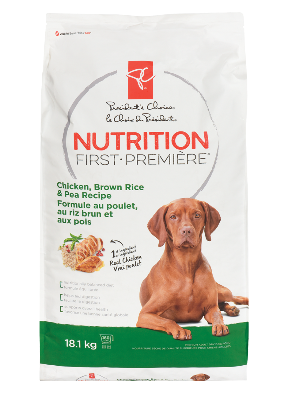 Un sac de Nourriture pour chiens grandes races poulet et riz brun PC Nutrition Première