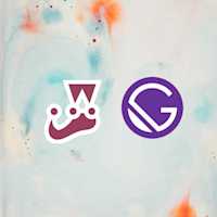 Abstract painting background with Jest and GatsbyJS logos