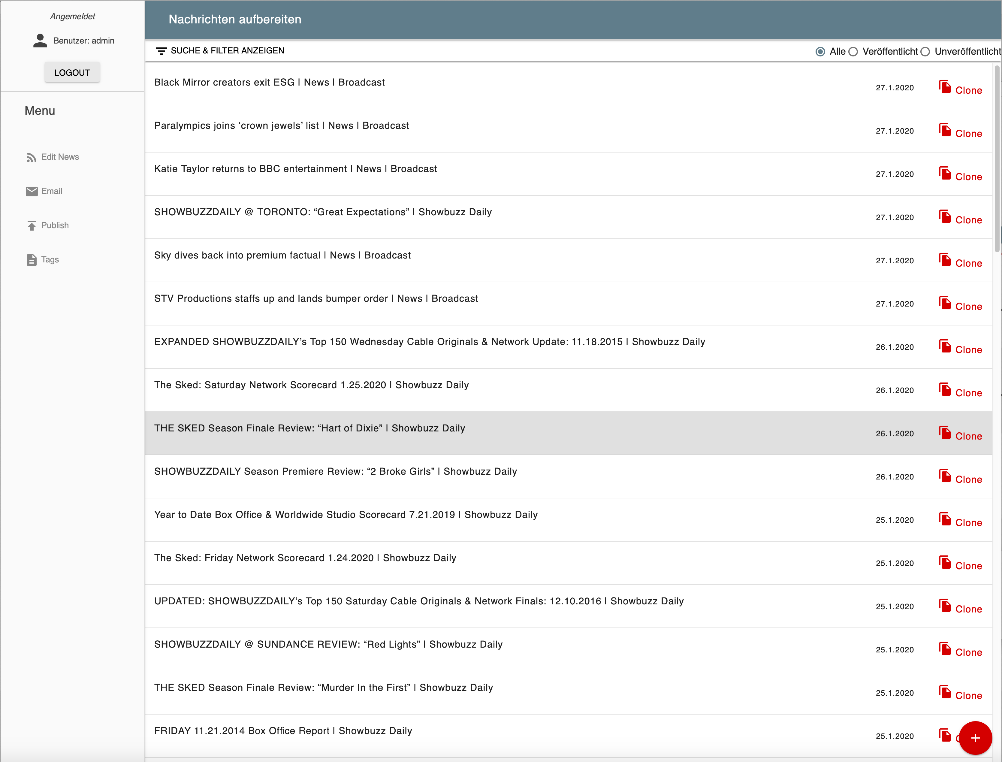 Content Management System für die 7Scout Plattform