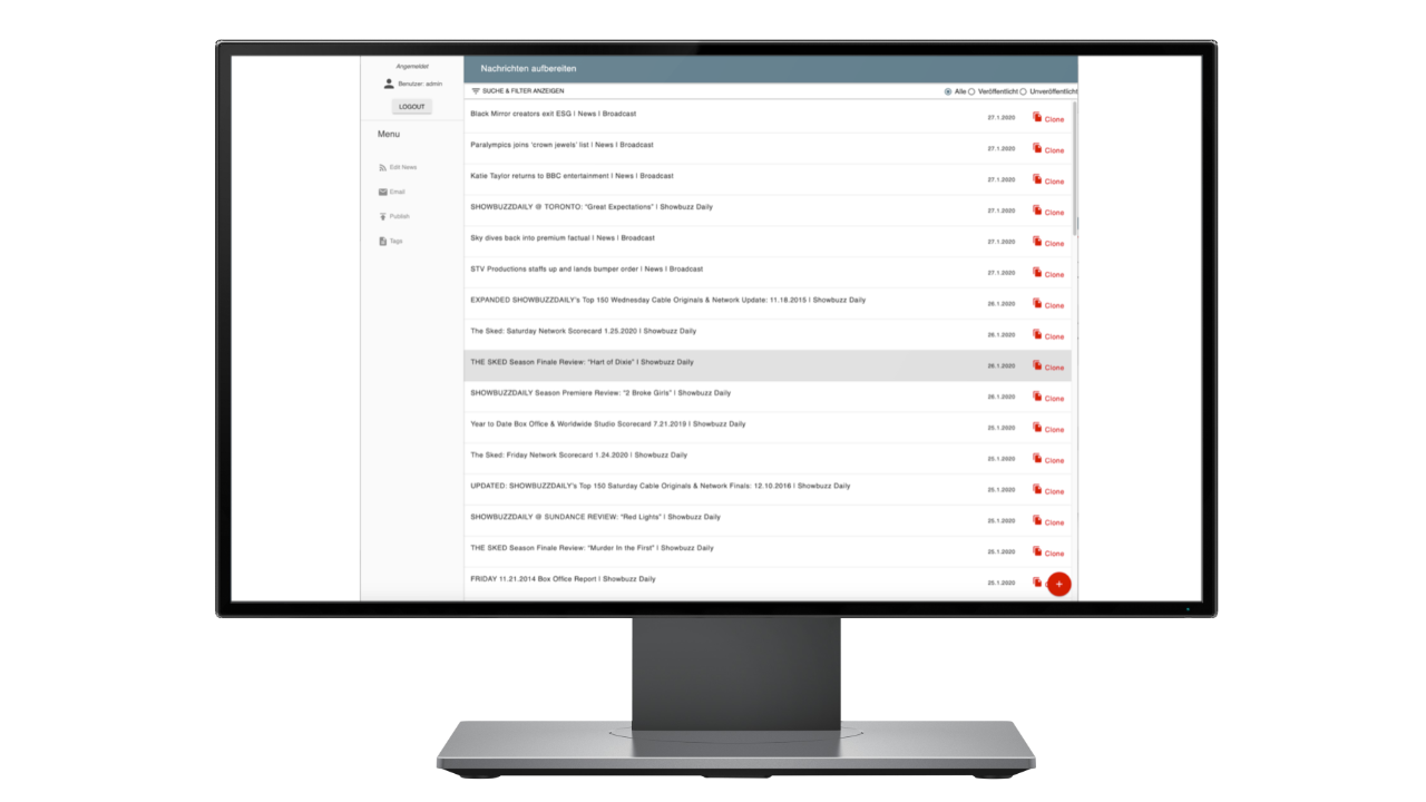 Content Management System für die 7Scout Plattform Content Management System für die 7Scout Plattform ist übersichtlich und einfach zu bedienen