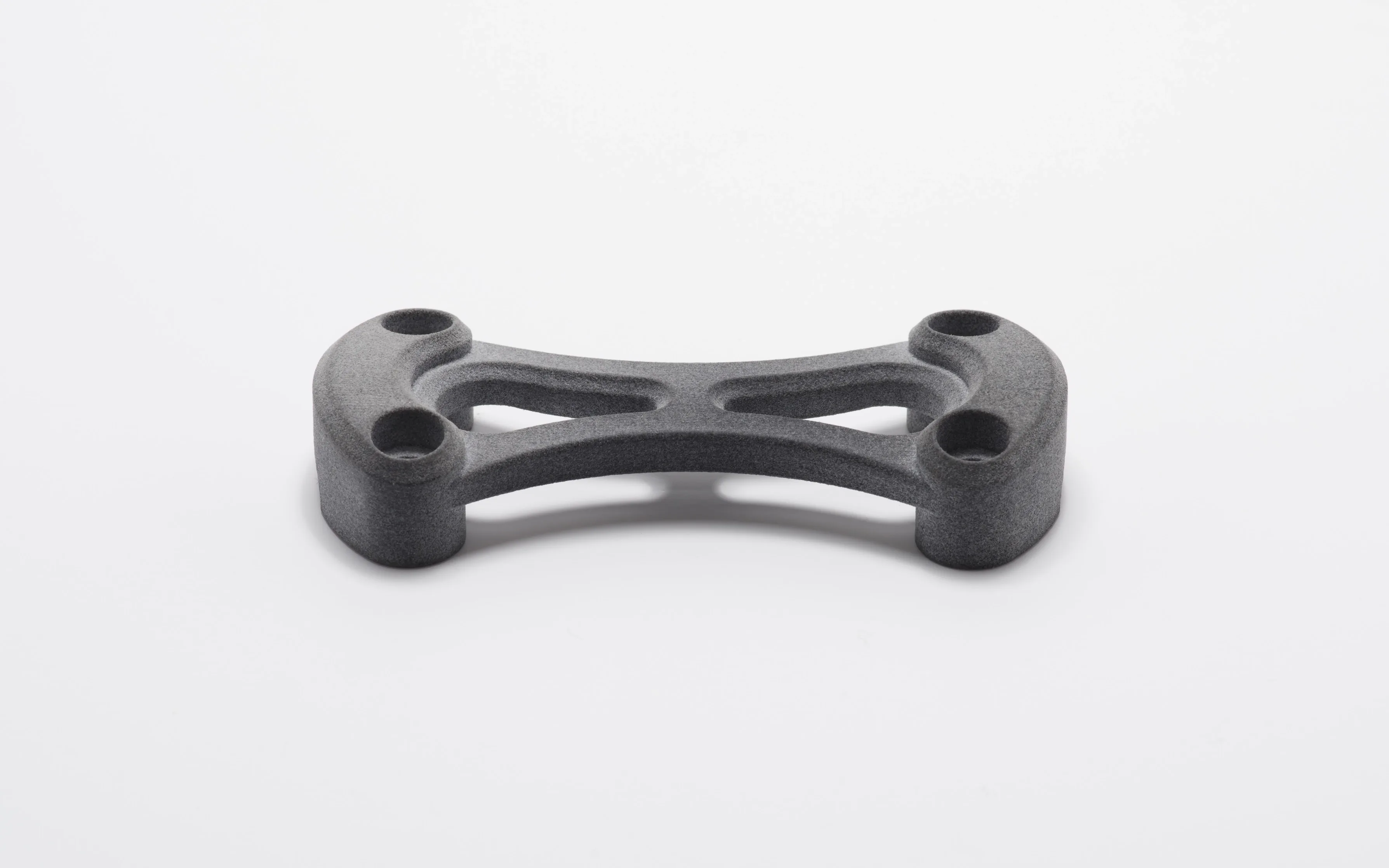 The test bracket printed in gray SLS nylon