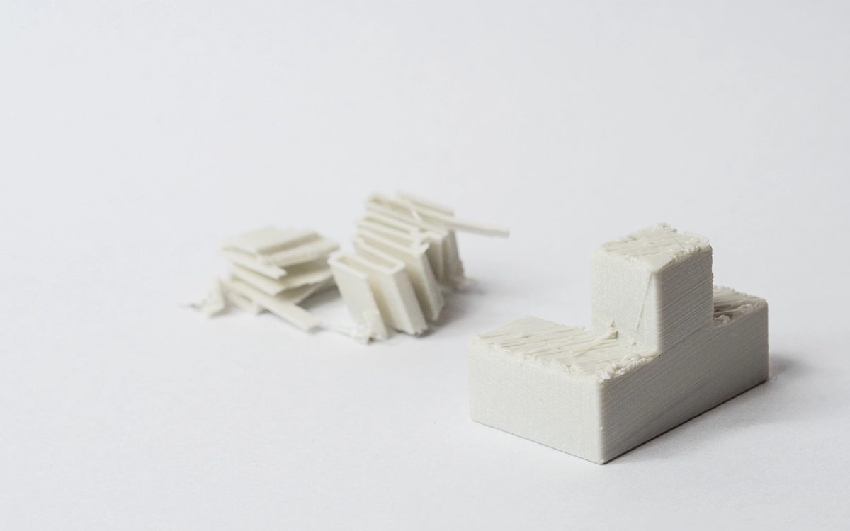 FDM printed part showing a rough surface when support is removed