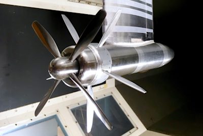 CNC machined turbine blades in test chamber