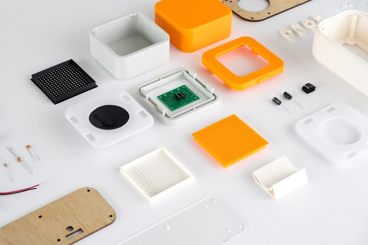 The parts of a speaker prototype, printed with FDM.