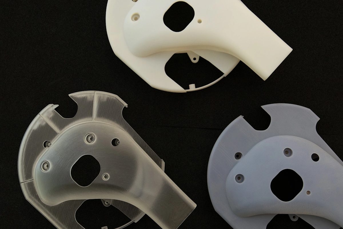 SLA printed parts on the table