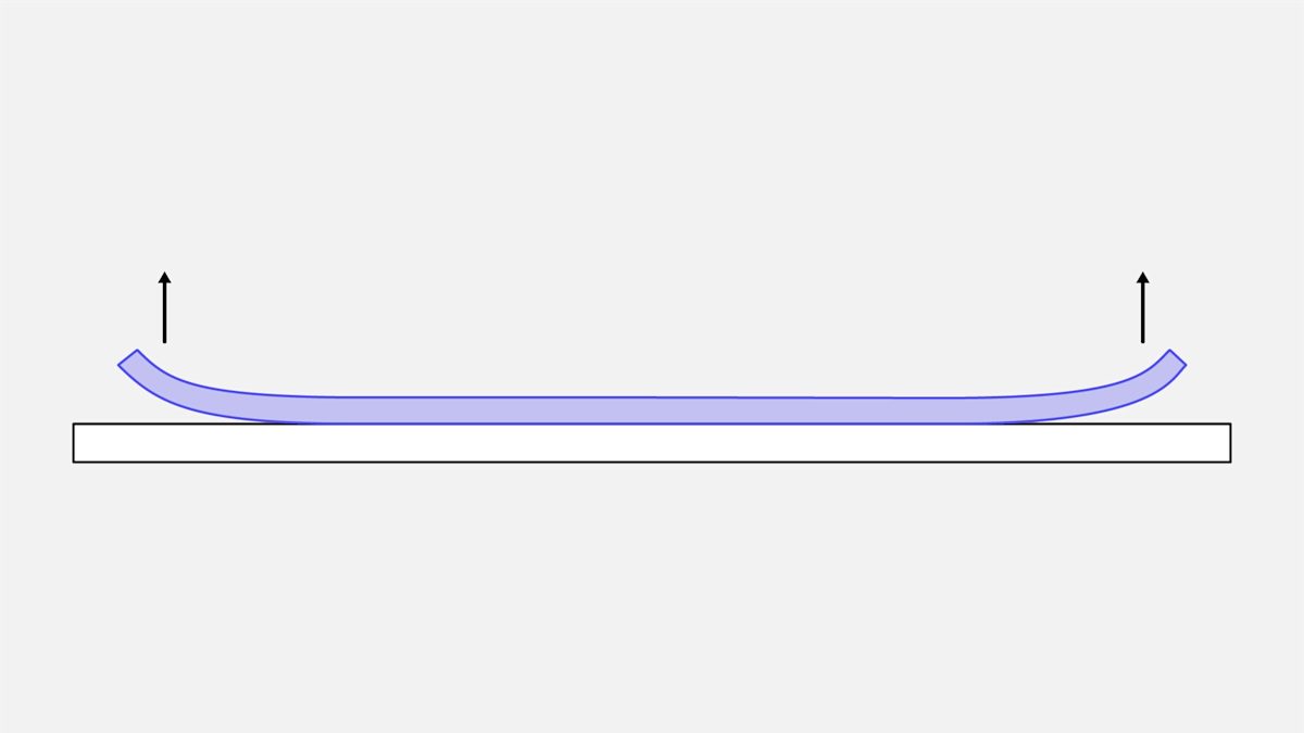 Schematic showing edge warping of a FDM part
