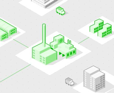 Green Protolabs factory illustration