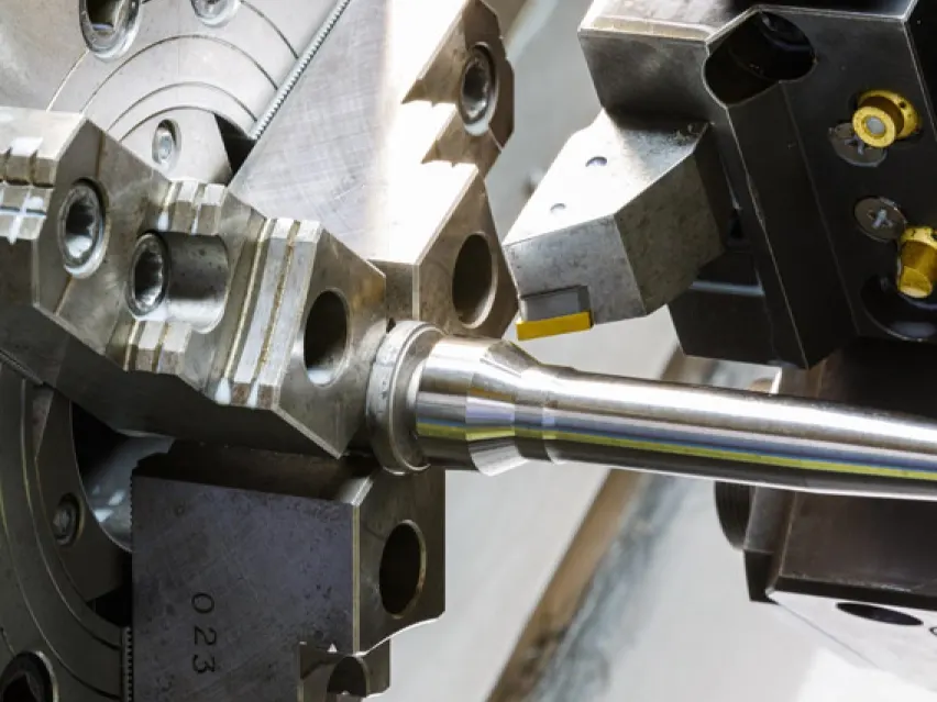 CNC turning process in action