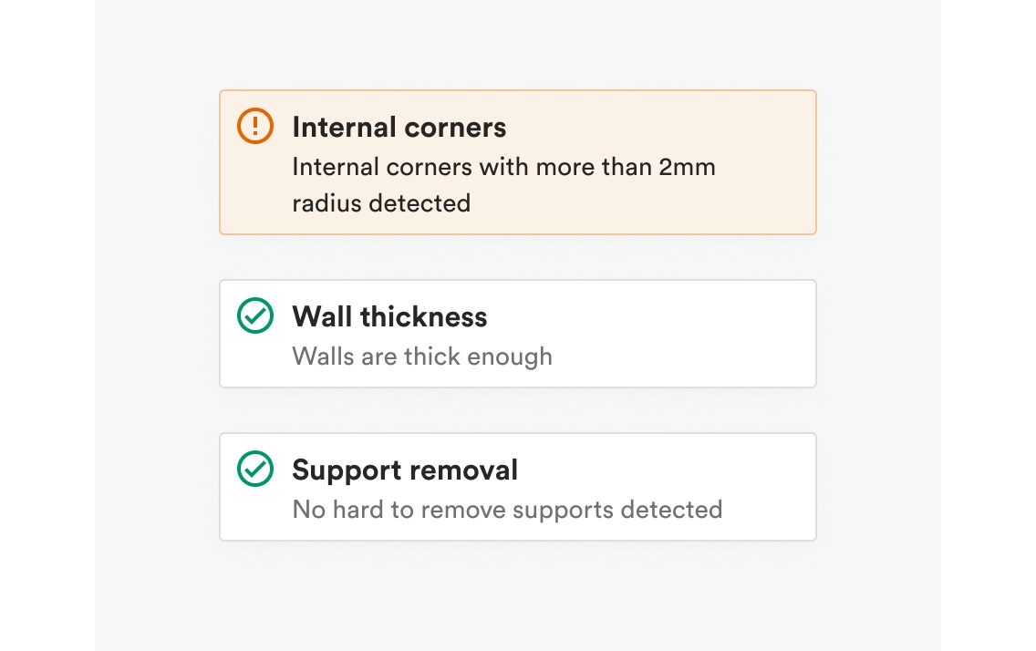 DFM feedback warnings