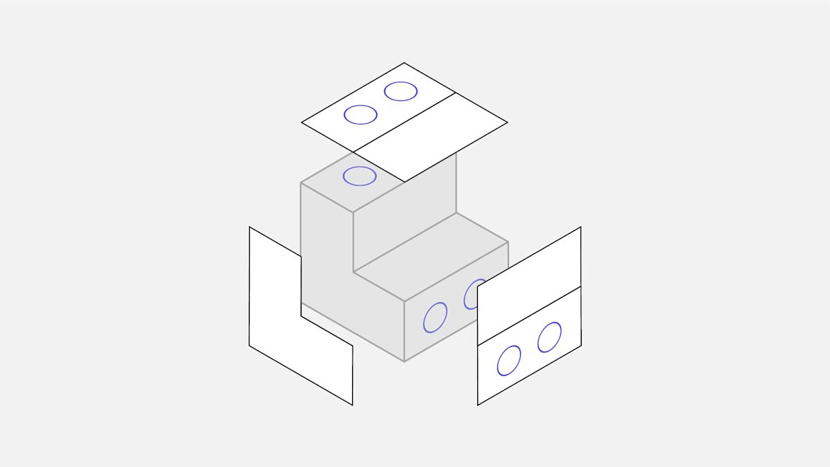 Schematic of a CNC part that requires multiple setups