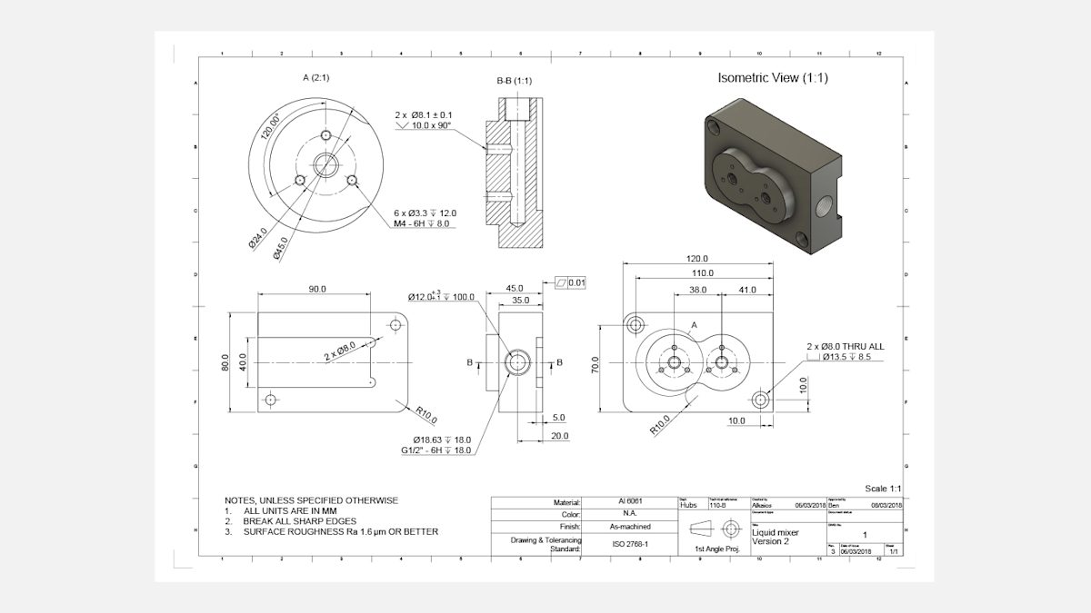 An example technical drawing