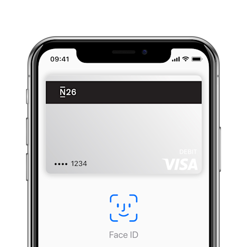 iPhone X showing N26 Apple Pay.