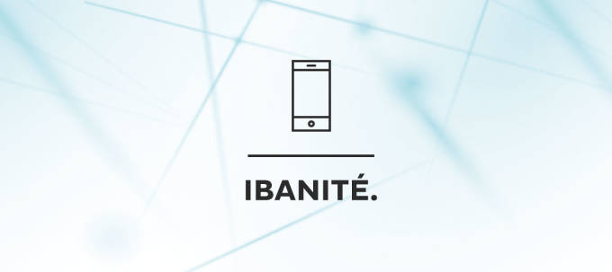 Strichzeichnung eines Telefons mit dem Text IBANité darunter.