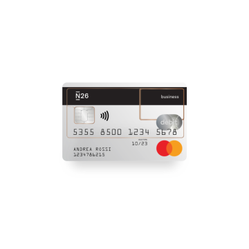 N26 - Carta di debito Mastercard standard trasparente con cashback, gratuita con conto corrente Business.