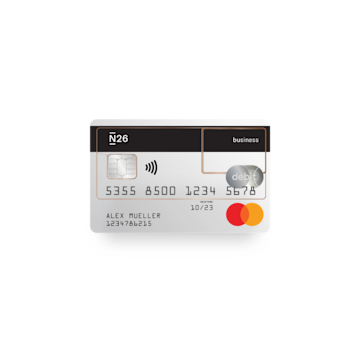 N26 Business Bank Account Free Standard see-through Mastercard Ddbitcard with cashback.