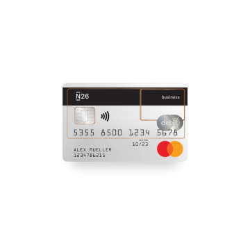 N26 Business Kostenloses Geschäftskonto durchsichtige Mastercard Debit mit Cashback.