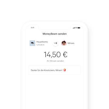 N26 Girokonto MoneyBeam Beispieltransaktion.