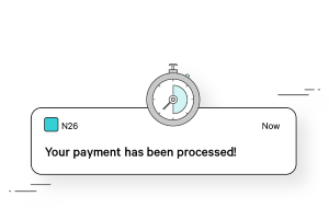 image d'une notification push d'un processus de paiement dans l'application N26.