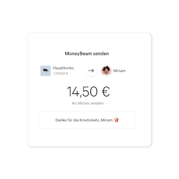 Customer sends 14.50 Euro via N26 MoneyBeam.