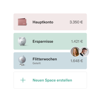 Smartphone mit den darauf geöffneten N26 Spaces.