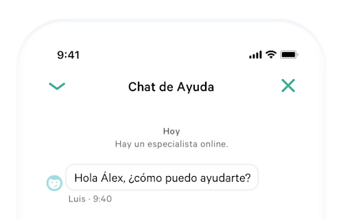 N26 - Cuenta bancaria - Chat de atención al cliente en la app.