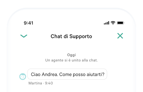 N26 - Chat di assistenza per clienti titolari di conto corrente nell’app.