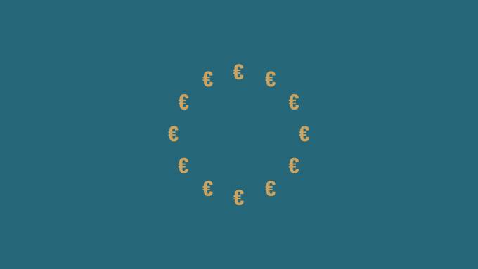 Le drapeau de l'UE, mais les étoiles sont des symboles de l'euro.
