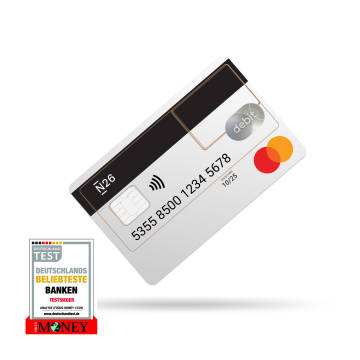 transparent N26 card with Money Logo.