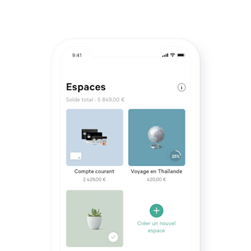 N26 You, vue d’ensemble des espaces dans l’appli.