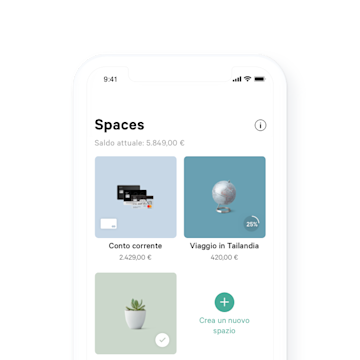 N26 You - Panoramica della funzione Spaces nell’app.