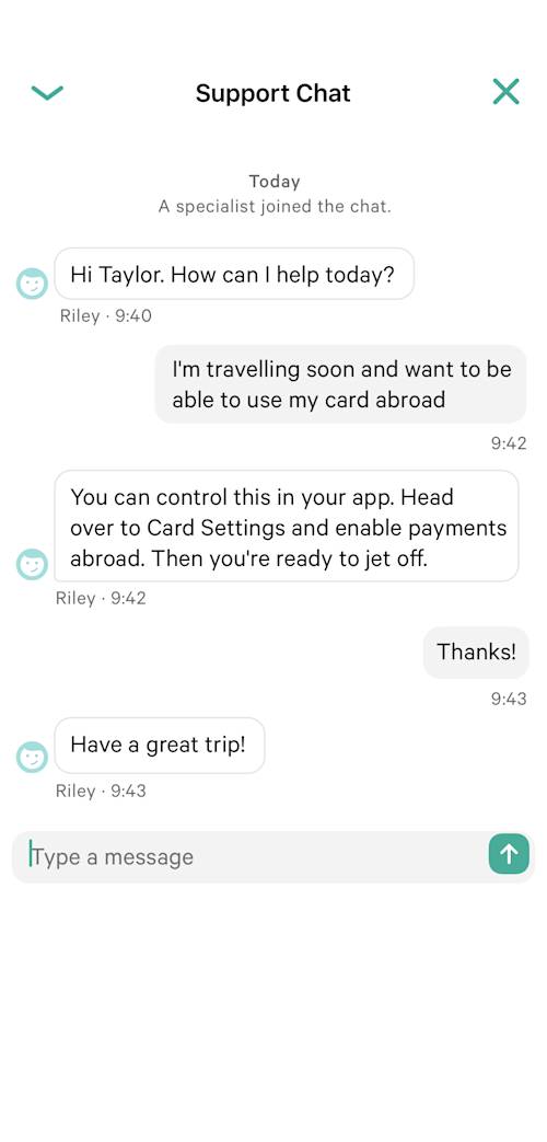 N26 In app support.