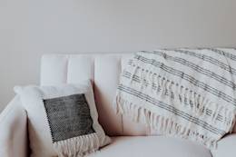 Pink sofa.