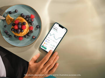 N26 application showing crypto and its fluctuation along with a dessert.