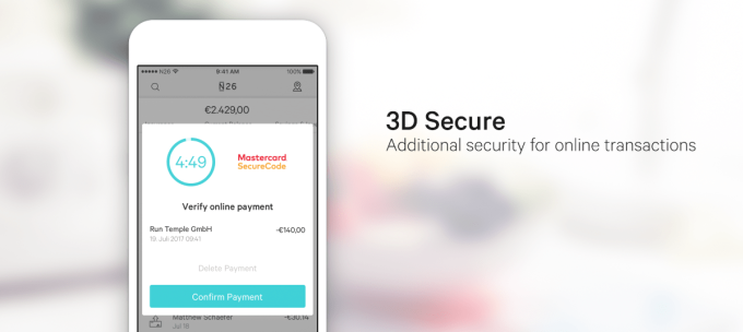3D Secure transaction confirmation page open on an N26 app.
