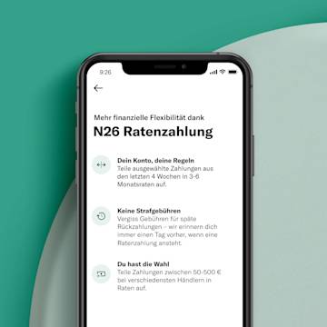 Bild eines Handys, auf dem der N26 Ratenkreditantrag angezeigt wird.