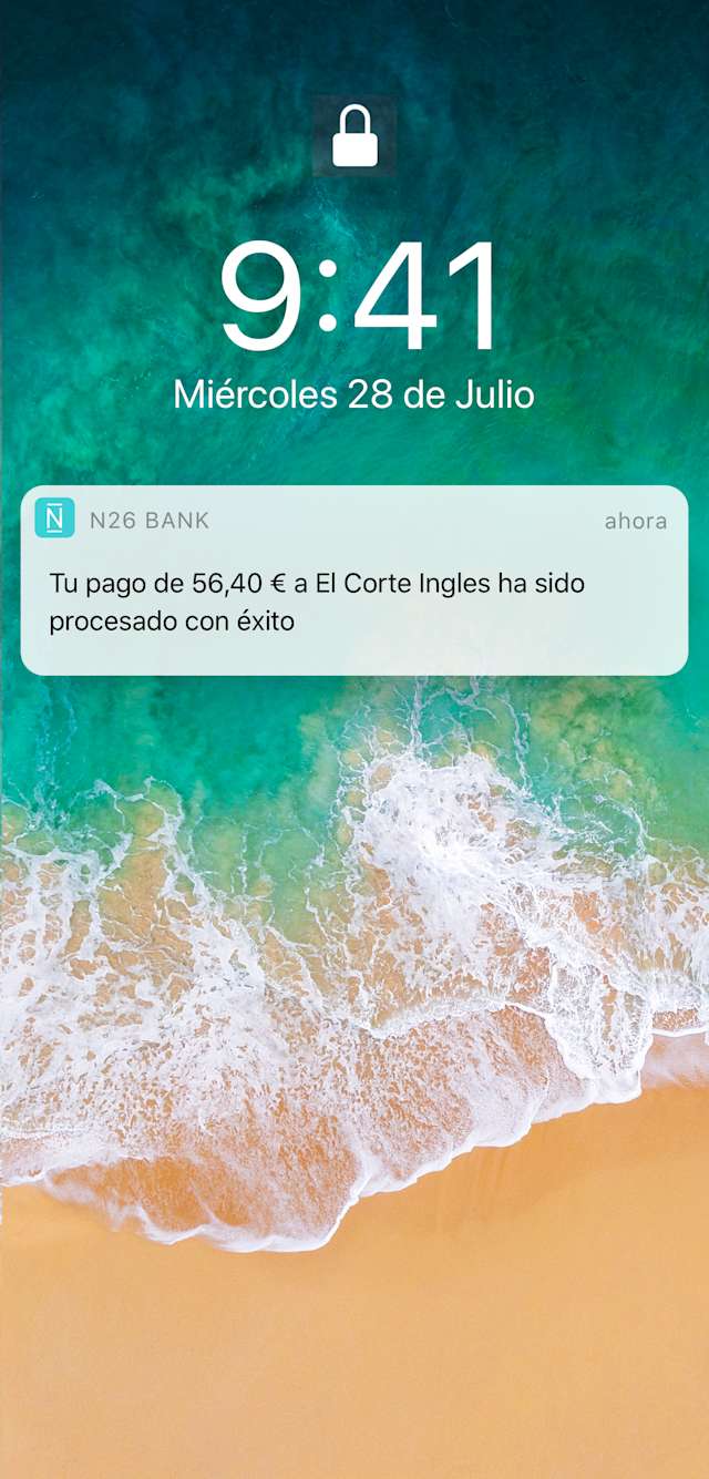 Captura de pantalla de una notificación de N26