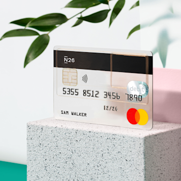 Standard N26 card on top of a brick.