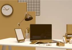 image showing different electronic devices in a light brown background.