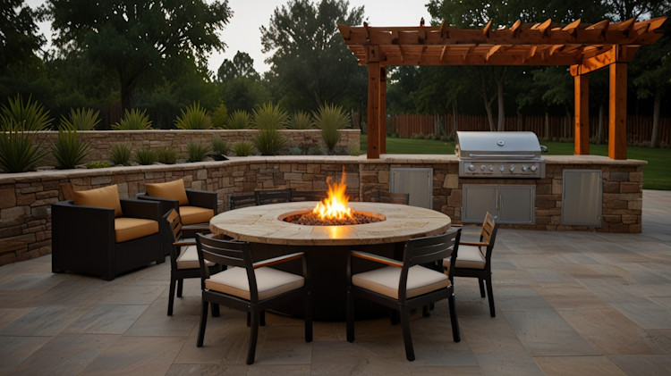 Fire pit within a table