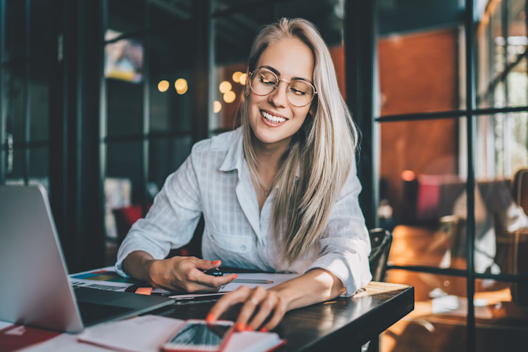 Woman on social media